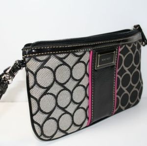 Wristlet | Nine West Jacquard Zip Around | pink, black, tan